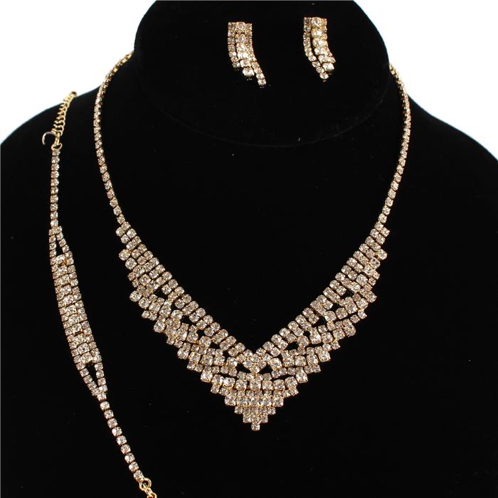 JR Rhinestones 3Pcs Necklace Set