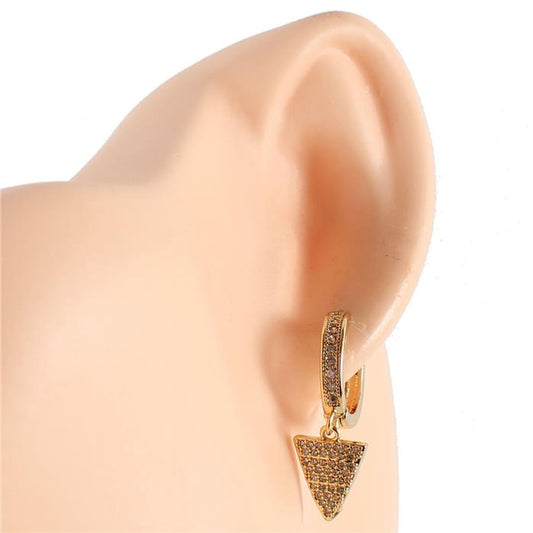 CZ Triangle Huggie Hoop Earring