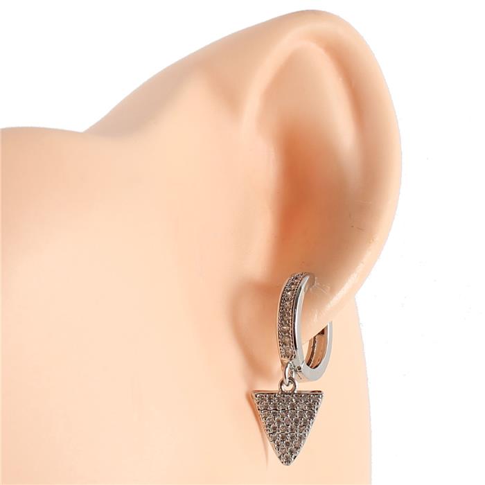 CZ Triangle Huggie Hoop Earring