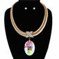 Metal Omega Crystal Oval Necklace Set