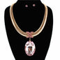 Metal Omega Crystal Oval Necklace Set