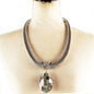 Metal Omega Crystal Oval Necklace Set