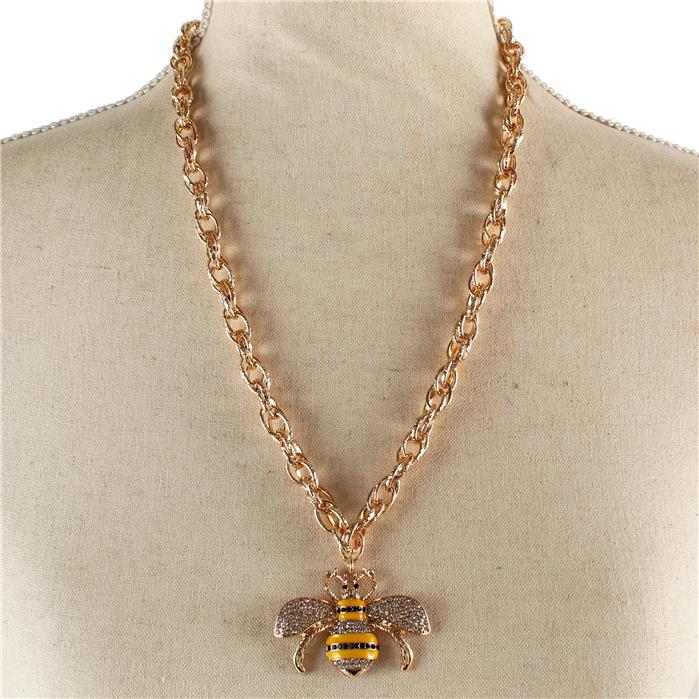 Metal Pendant Bee Necklace