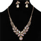 Rhinestones  Leaves Tear Necklace Set