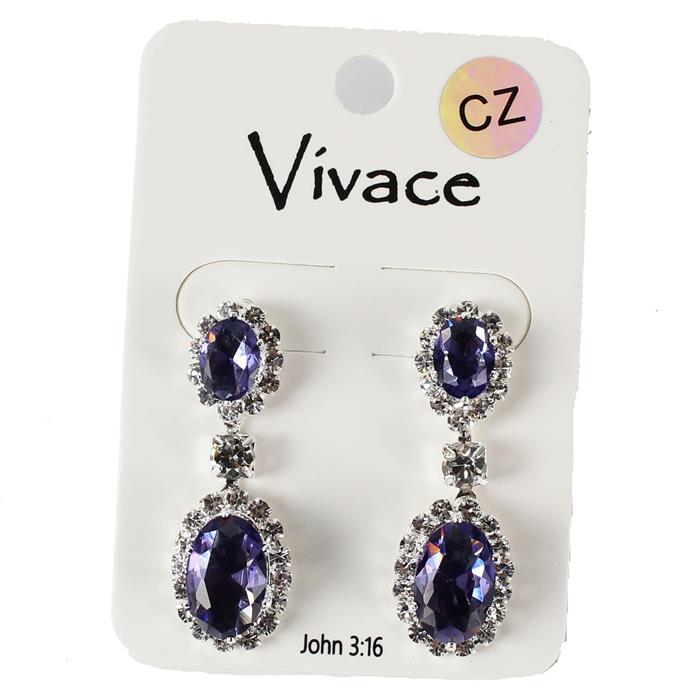 CZ Dangling Oval Earring