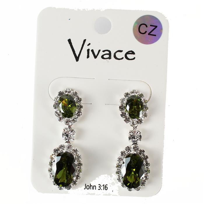 CZ Dangling Oval Earring