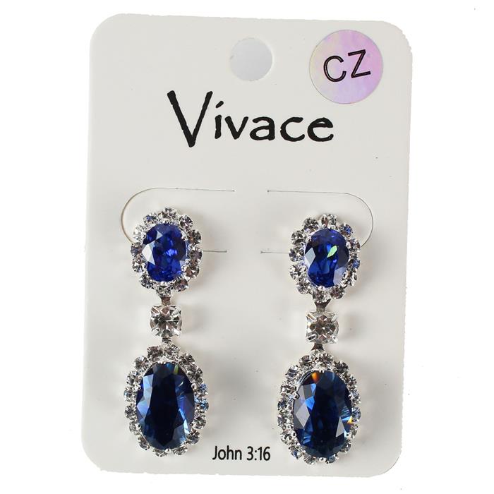 CZ Dangling Oval Earring