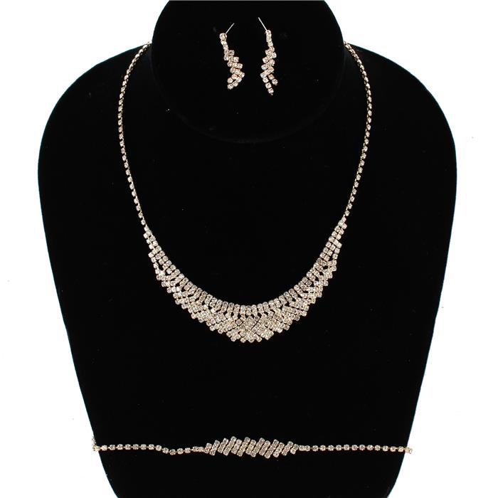 3 PC Rhinestones Necklace Set