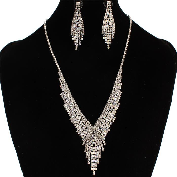 Rhinestones Fringeds Casting Necklace Set