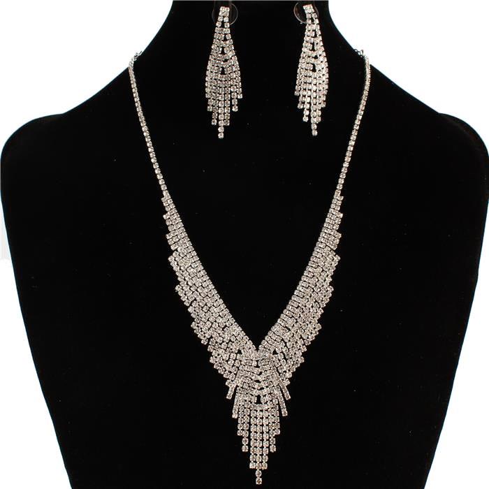 Rhinestones Fringeds Casting Necklace Set