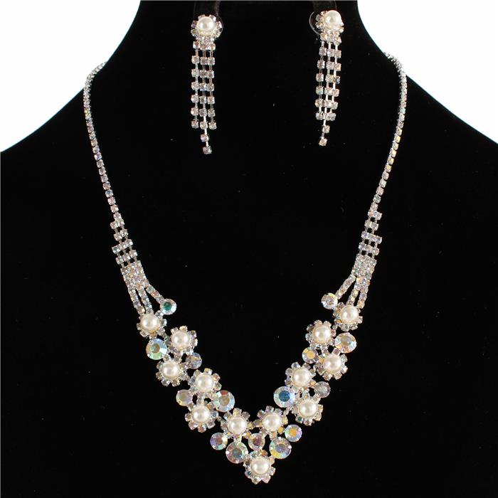 Rhinestones Pearl Necklace Set