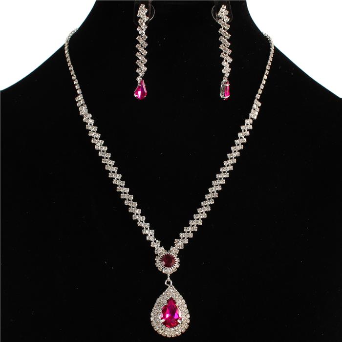 Rhinestones Teardrop Necklace Set