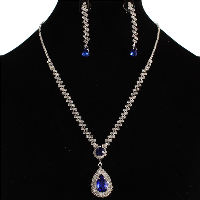 Rhinestones Teardrop Necklace Set