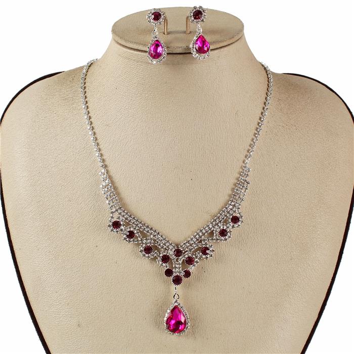 Rhinestones Teardrop Necklace Set