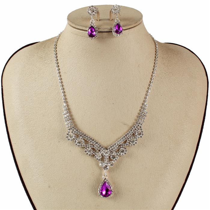 Rhinestones Teardrop Necklace Set