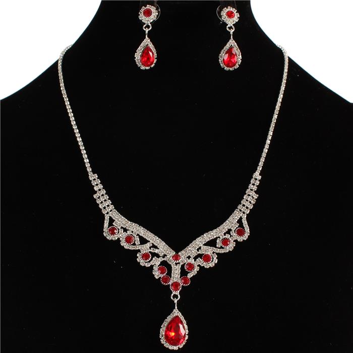 Rhinestones Teardrop Necklace Set