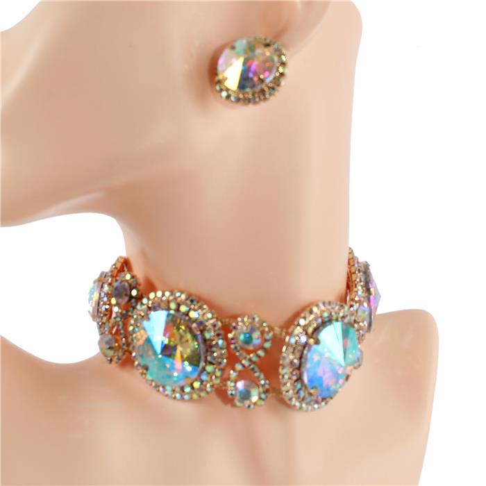 Crystal Round Choker Necklace Set