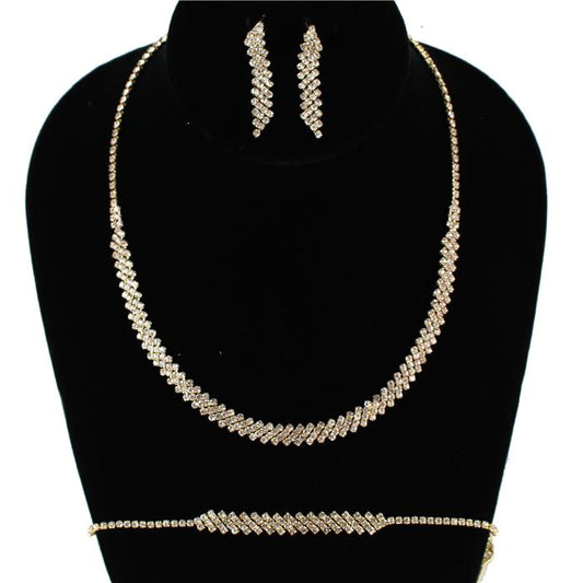 3 PC Rhinestones Necklace Set