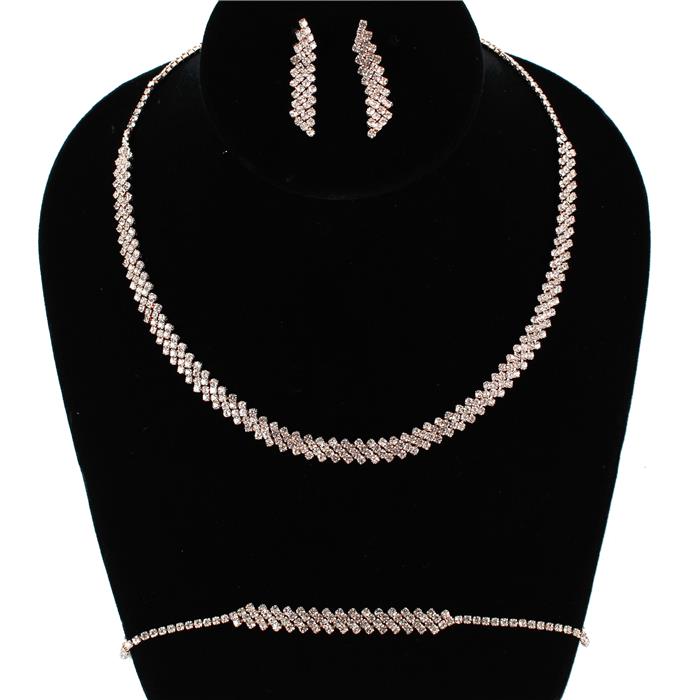 3 PC Rhinestones Necklace Set