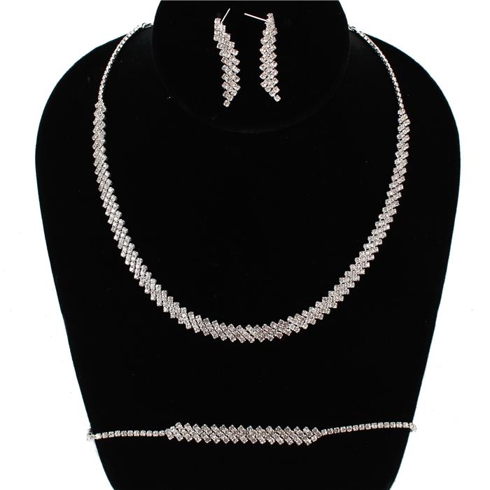 3 PC Rhinestones Necklace Set