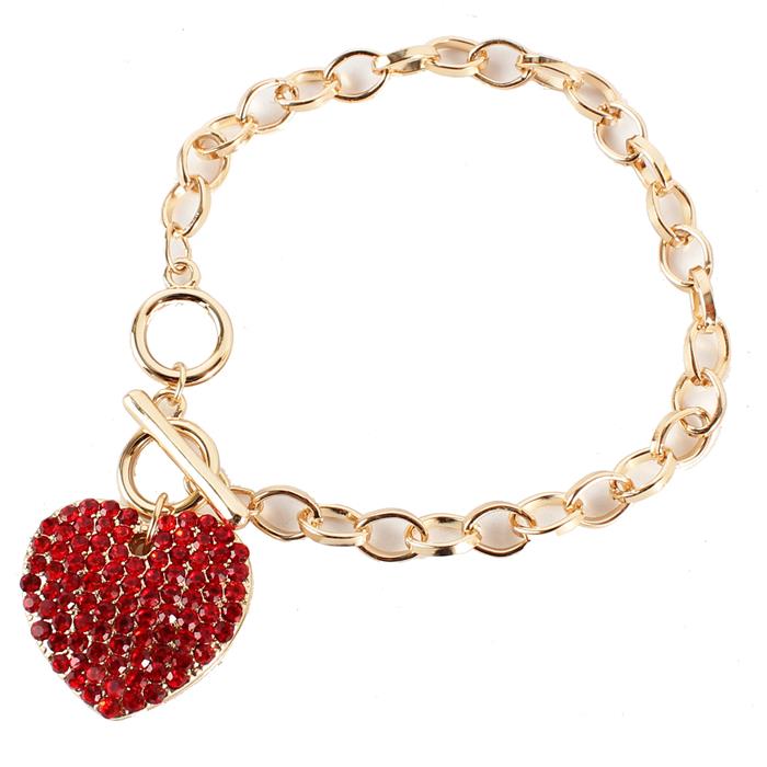 Metal Charm Stones Heart Bracelet