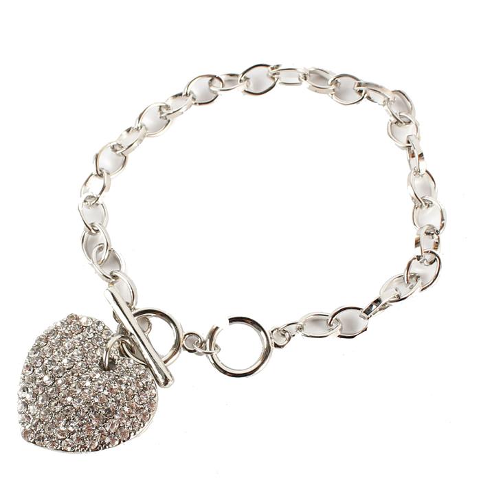 Metal Charm Stones Heart Bracelet