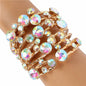 Metal Crystal Stone Cuff Bangle