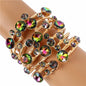 Metal Crystal Stone Cuff Bangle