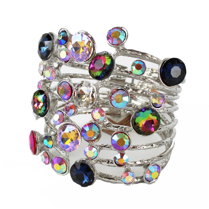 Metal Crystal Stone Cuff Bangle