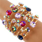 Metal Crystal Stone Cuff Bangle