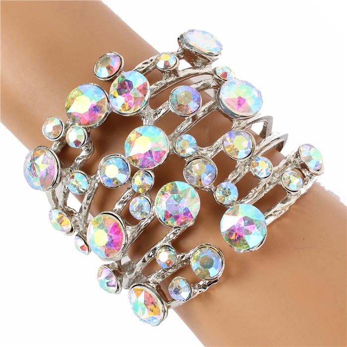 Metal Crystal Stone Cuff Bangle