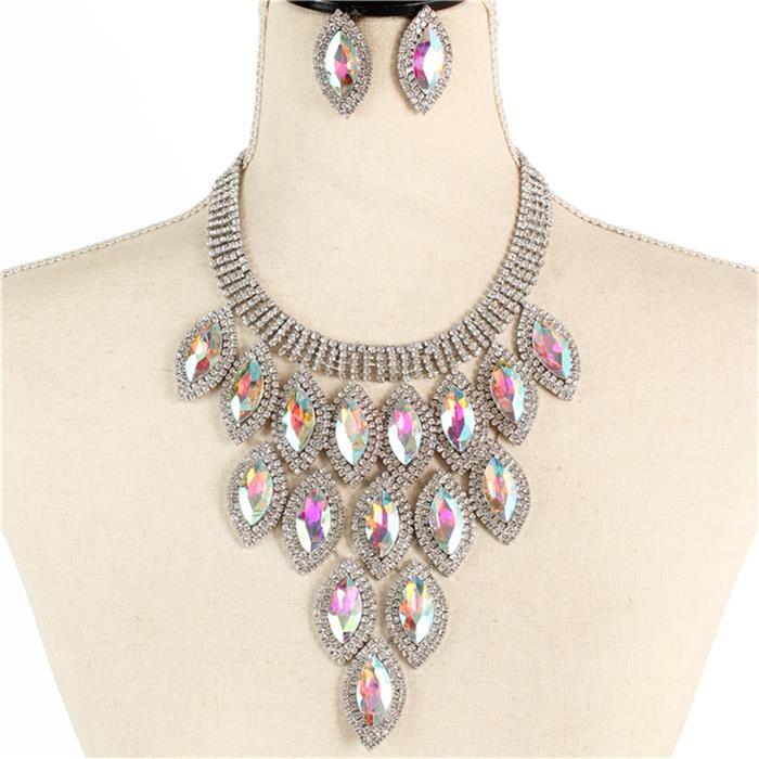 Fashion Rhinestone Crystal Necklace Set