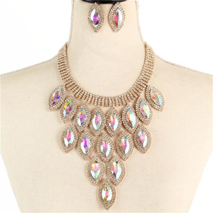 Fashion Rhinestone Crystal Necklace Set