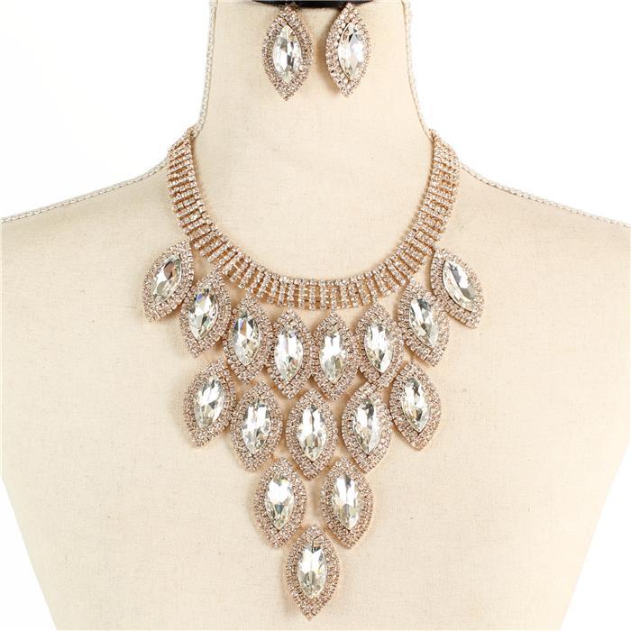 Fashion Rhinestone Crystal Necklace Set