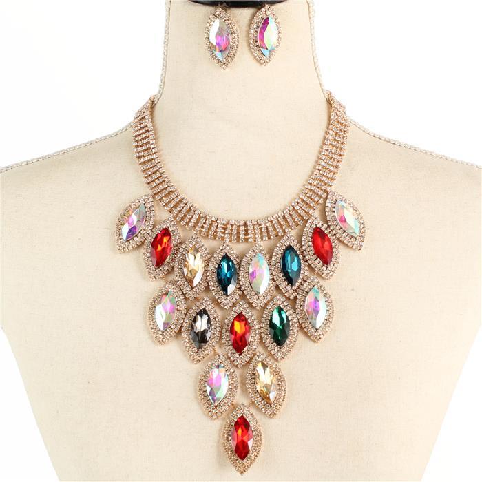 Fashion Rhinestone Crystal Necklace Set