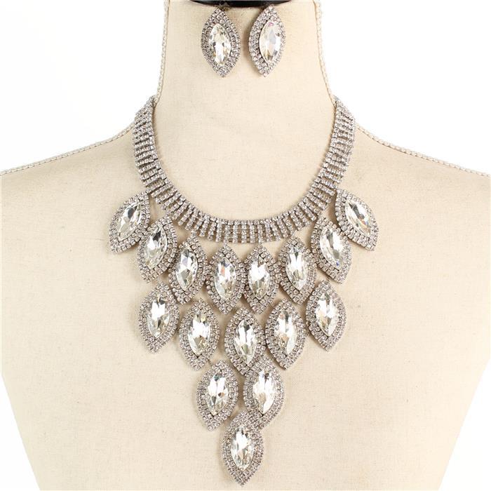 Fashion Rhinestone Crystal Necklace Set