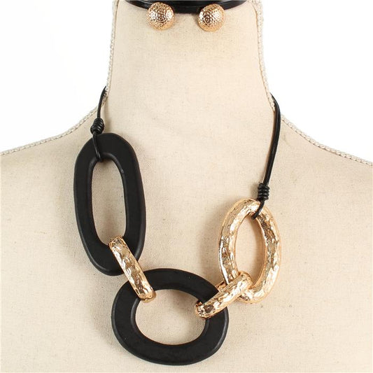 Fashion Cord Wood Necklace Set