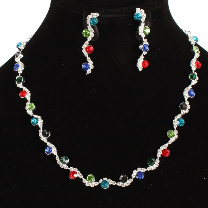 Rhinestone Crystal Necklace Set