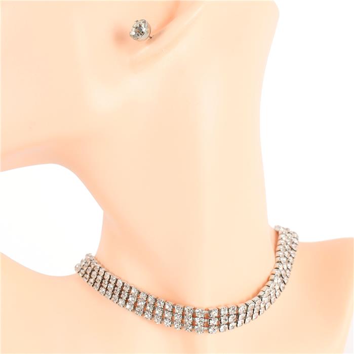 Rhinestone Choker Set