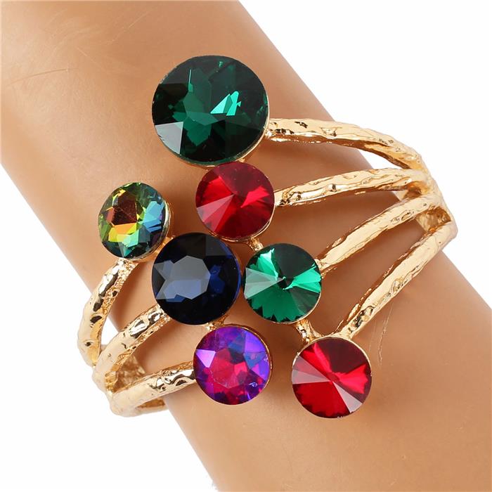 Metal Crystal Cuff Bangle