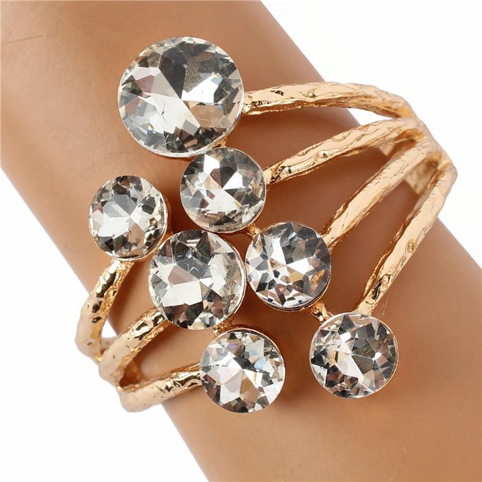 Metal Crystal Cuff Bangle