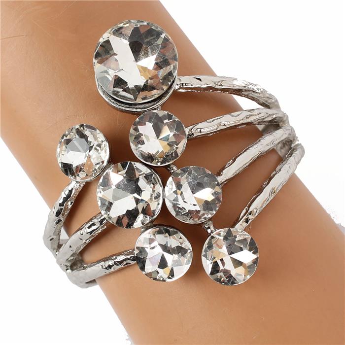 Metal Crystal Cuff Bangle