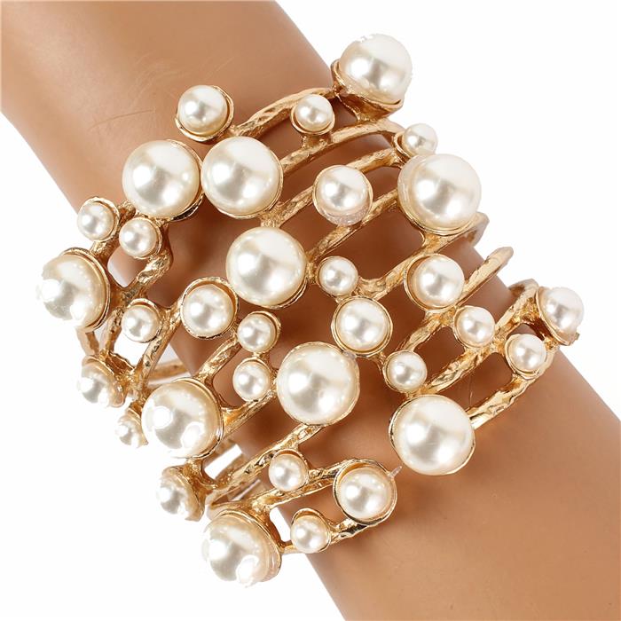 Metal Pearl Cuff Bangle