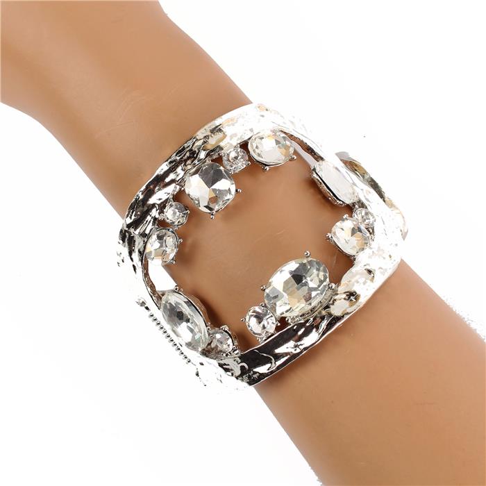 Meatl Crystal Cuff Bangle