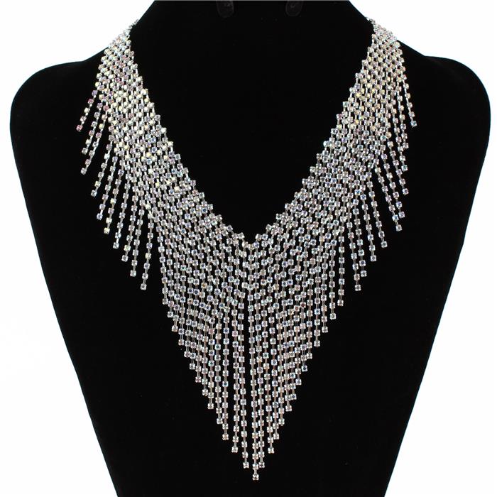 Rhinestones Fringed Necklace