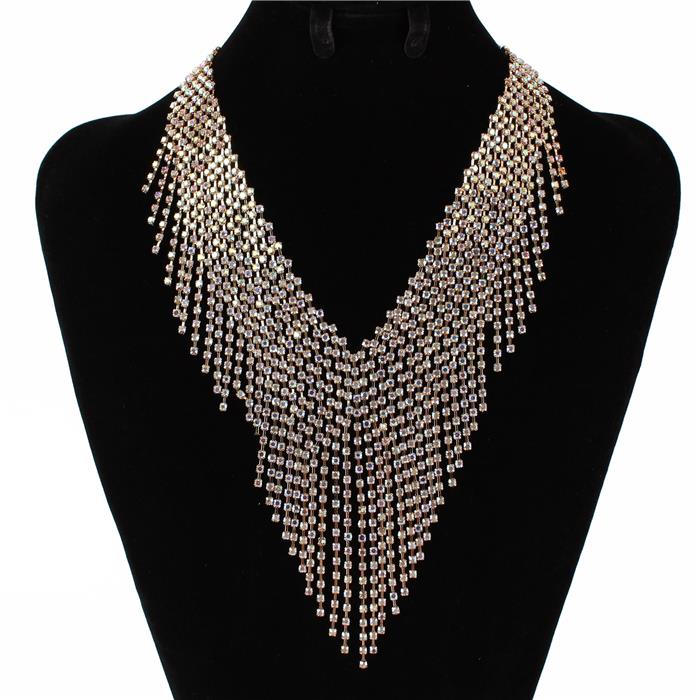 Rhinestones Fringed Necklace