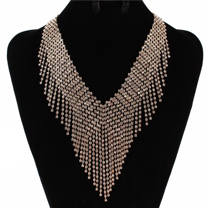 Rhinestones Fringed Necklace