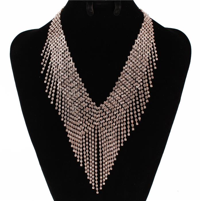 Rhinestones Fringed Necklace