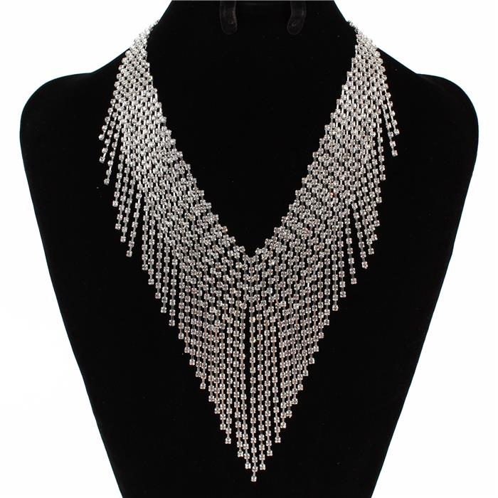 Rhinestones Fringed Necklace