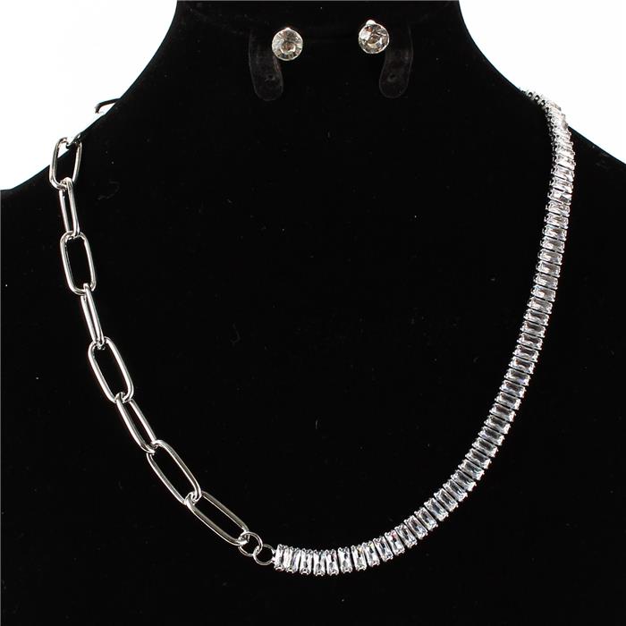 Cubic Zirconia Tennis Necklace Set